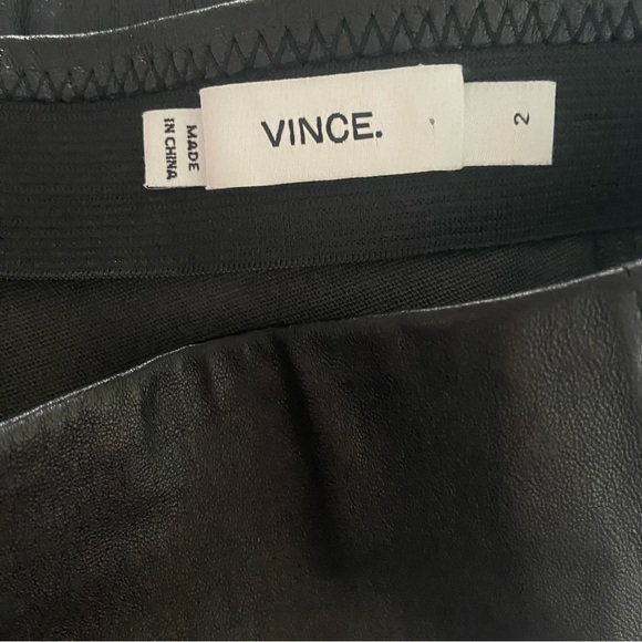Vince Tailored Leather Skirt Sz 2 Pencil Knee Length Black - Picture 3 of 4